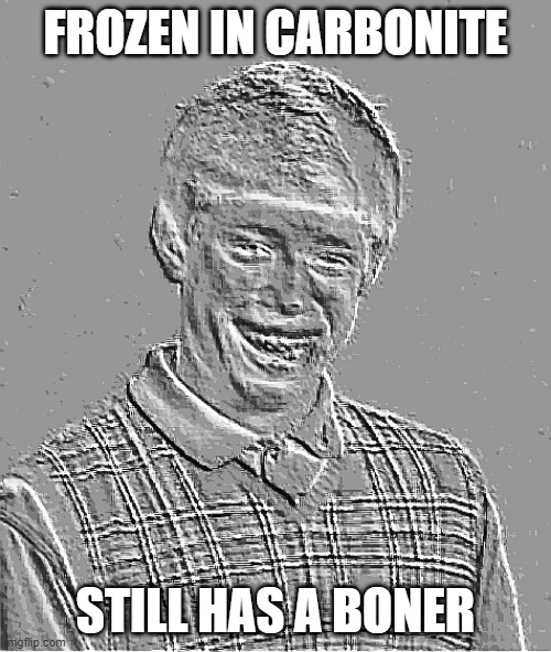 Stiff | FROZEN IN CARBONITE; STILL HAS A BONER | image tagged in star wars bad luck brian | made w/ Imgflip meme maker