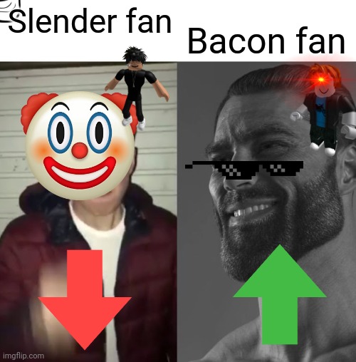 Slender vs bacon | Bacon fan; Slender fan | image tagged in average fan vs average enjoyer | made w/ Imgflip meme maker