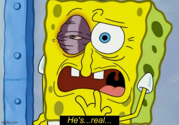 Spongebob He's real | image tagged in spongebob he's real | made w/ Imgflip meme maker
