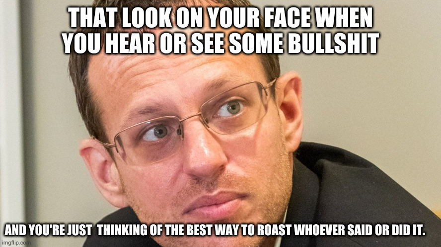 spike Cohen | THAT LOOK ON YOUR FACE WHEN YOU HEAR OR SEE SOME BULLSHIT; AND YOU'RE JUST  THINKING OF THE BEST WAY TO ROAST WHOEVER SAID OR DID IT. | image tagged in spike cohen | made w/ Imgflip meme maker