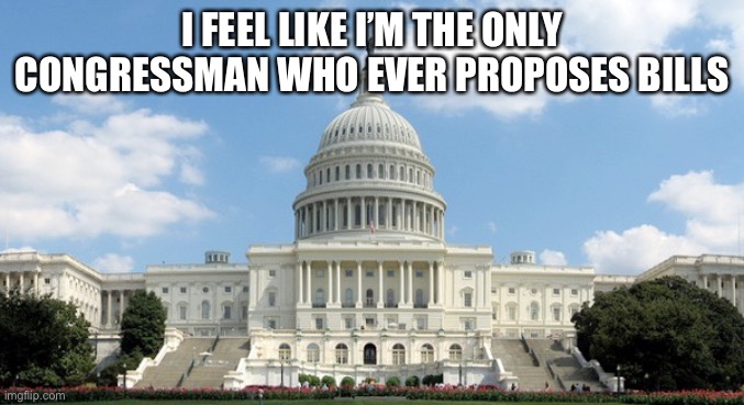 ugh congress  | I FEEL LIKE I’M THE ONLY CONGRESSMAN WHO EVER PROPOSES BILLS | image tagged in ugh congress | made w/ Imgflip meme maker