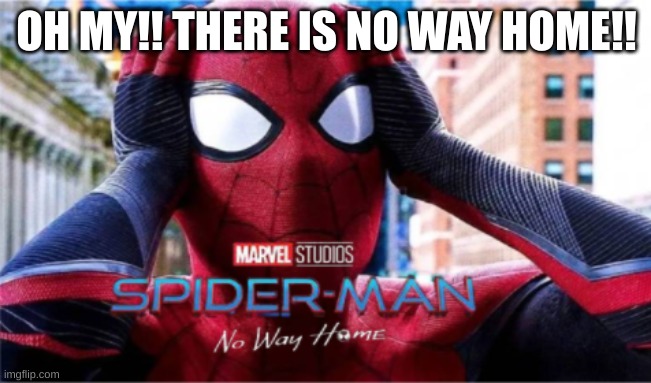 Spider-man no way home | OH MY!! THERE IS NO WAY HOME!! | image tagged in spiderman laugh | made w/ Imgflip meme maker