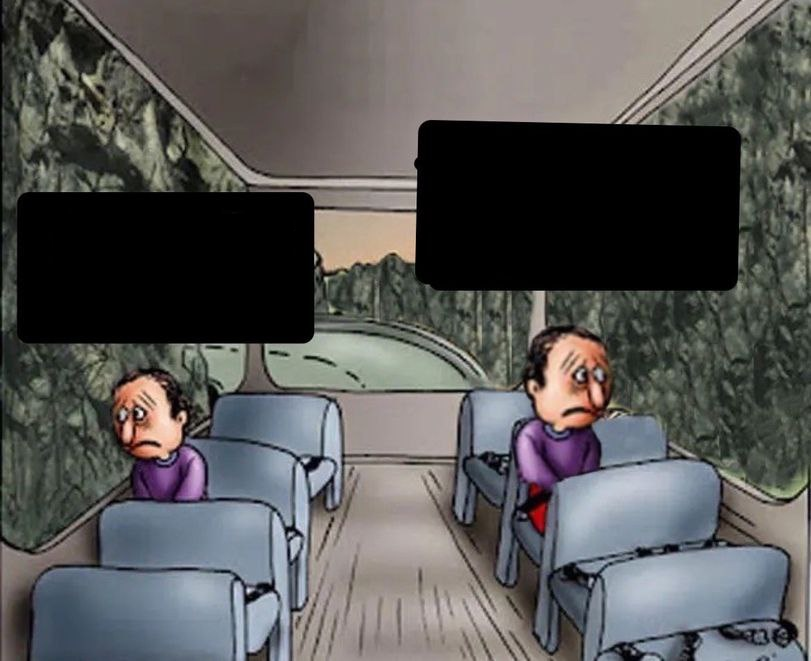 High Quality two guys on a bus Blank Meme Template