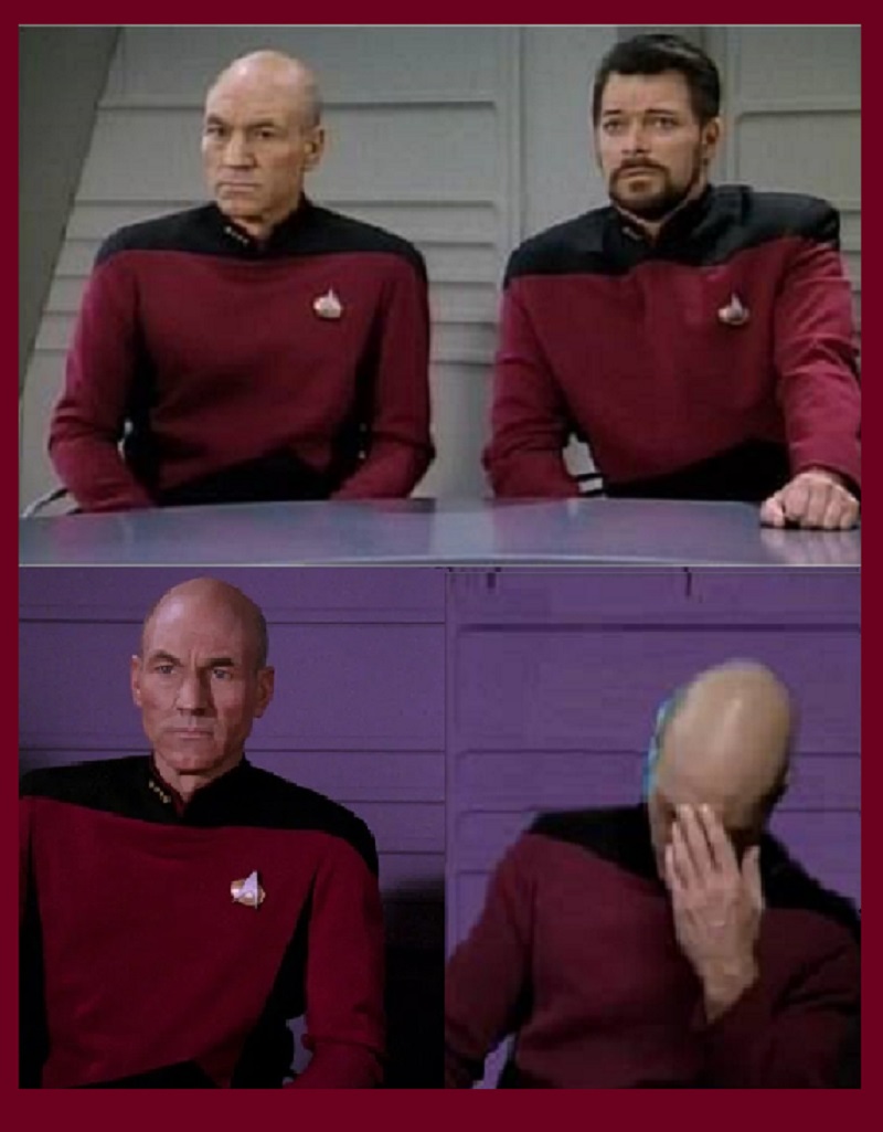 High Quality PICARD STARTS A JOKE BUT RIKER STEALS THE PUNCHLINE Blank Meme Template