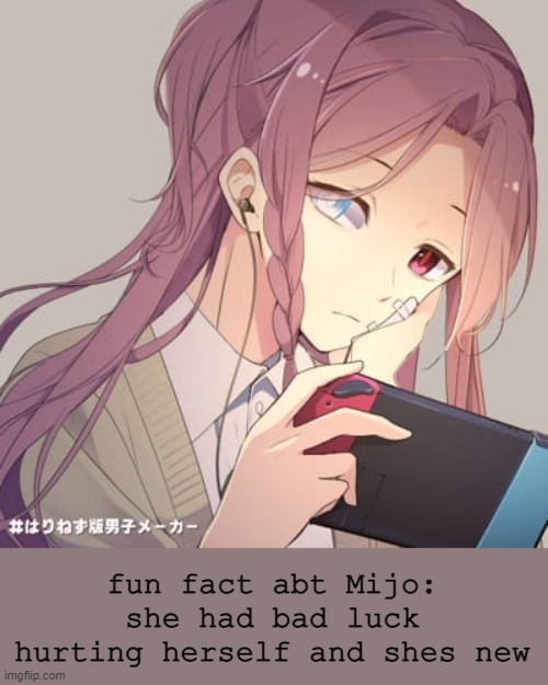 fun fact abt Mijo: she had bad luck hurting herself and shes new | made w/ Imgflip meme maker