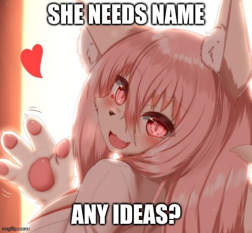 not my art | SHE NEEDS NAME; ANY IDEAS? | made w/ Imgflip meme maker