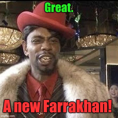 Silky Johnson says: | Great. A new Farrakhan! | image tagged in silky johnson says | made w/ Imgflip meme maker