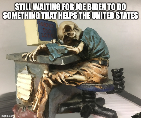 STILL WAITING FOR JOE BIDEN TO DO SOMETHING THAT HELPS THE UNITED STATES | image tagged in conservatives,lets go brandon,globalism | made w/ Imgflip meme maker