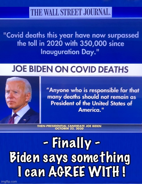 Can we follow through, on this one ? | - Finally -
Biden says something 
I can AGREE WITH ! | image tagged in memes,biden,go brandon go | made w/ Imgflip meme maker