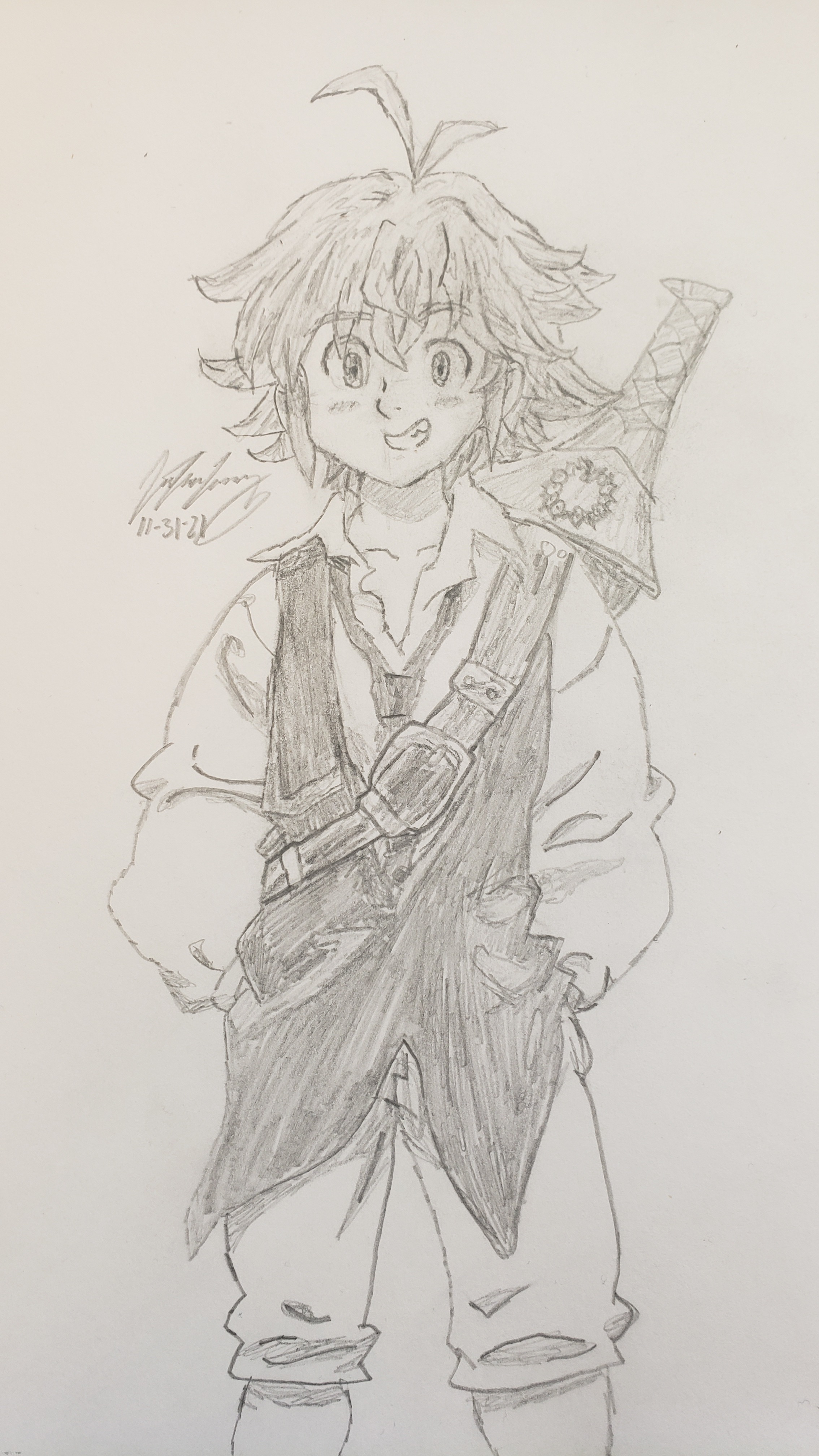 I drew Meliodas in 3 of my classes today | made w/ Imgflip meme maker