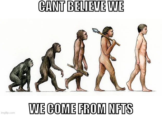 insane | CANT BELIEVE WE; WE COME FROM NFTS | image tagged in nft | made w/ Imgflip meme maker