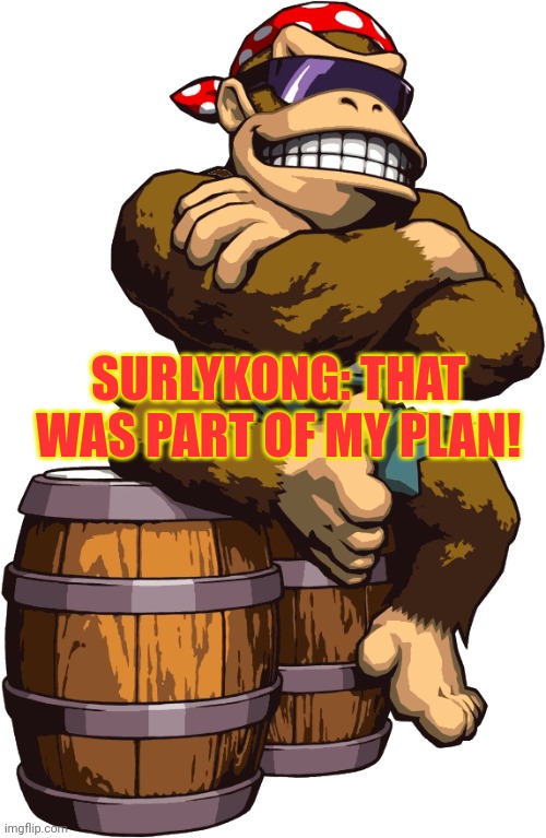 SurlyKong | SURLYKONG: THAT WAS PART OF MY PLAN! | image tagged in surlykong | made w/ Imgflip meme maker