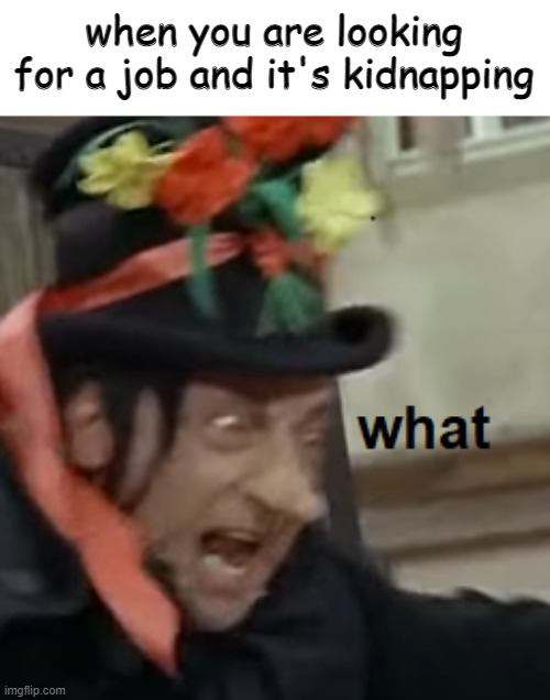 i made a template | when you are looking for a job and it's kidnapping | image tagged in what child catcher | made w/ Imgflip meme maker