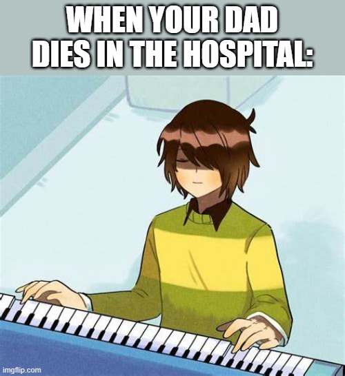 *C418 intensifies*   (also the fact that there is a piano in the hospital) | WHEN YOUR DAD DIES IN THE HOSPITAL: | image tagged in kris dreemurr | made w/ Imgflip meme maker