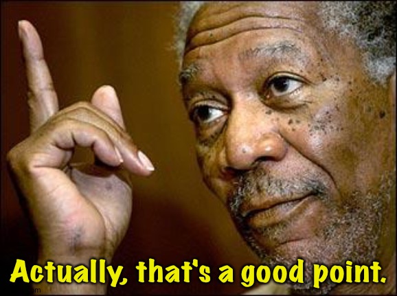 This Morgan Freeman | Actually, that's a good point. | image tagged in this morgan freeman | made w/ Imgflip meme maker