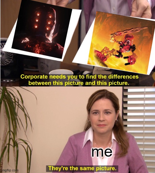 arishem and tahu are the same! | me | image tagged in memes,they're the same picture,eternals,marvel,mcu,arishem | made w/ Imgflip meme maker