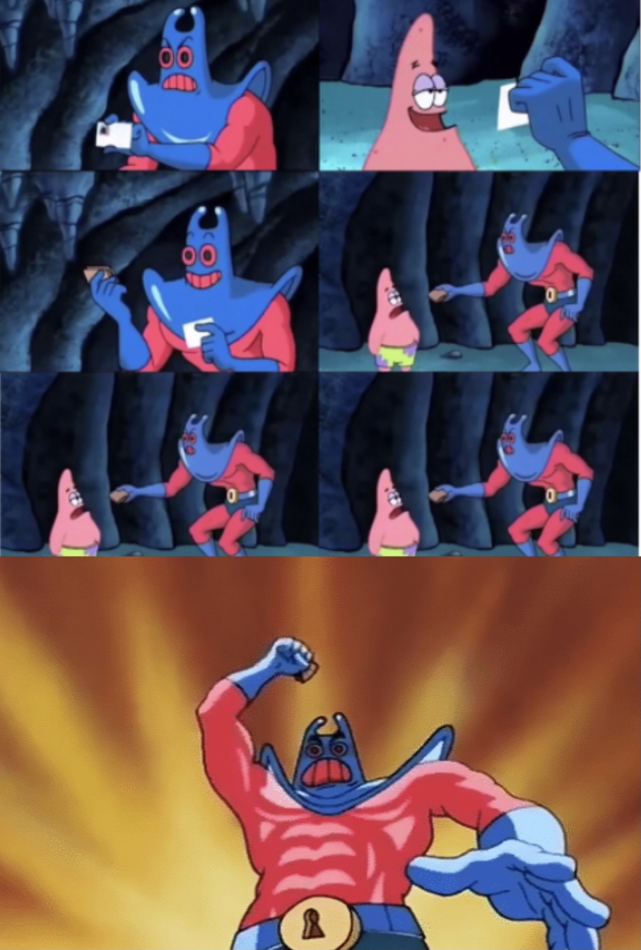 Patrick not my wallet with pissed off man ray Blank Meme Template