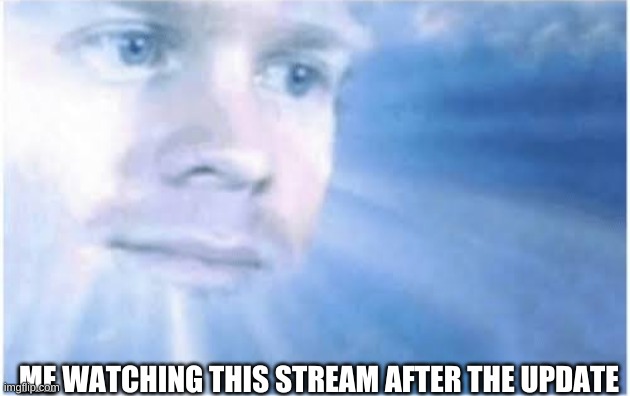 Well | ME WATCHING THIS STREAM AFTER THE UPDATE | image tagged in in heaven looking down | made w/ Imgflip meme maker