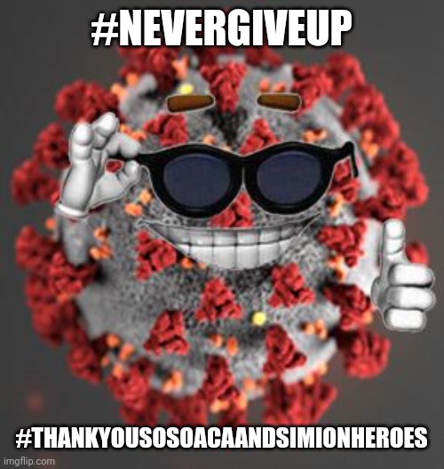 Coronavirus | #NEVERGIVEUP #THANKYOUSOSOACAANDSIMIONHEROES | image tagged in coronavirus | made w/ Imgflip meme maker