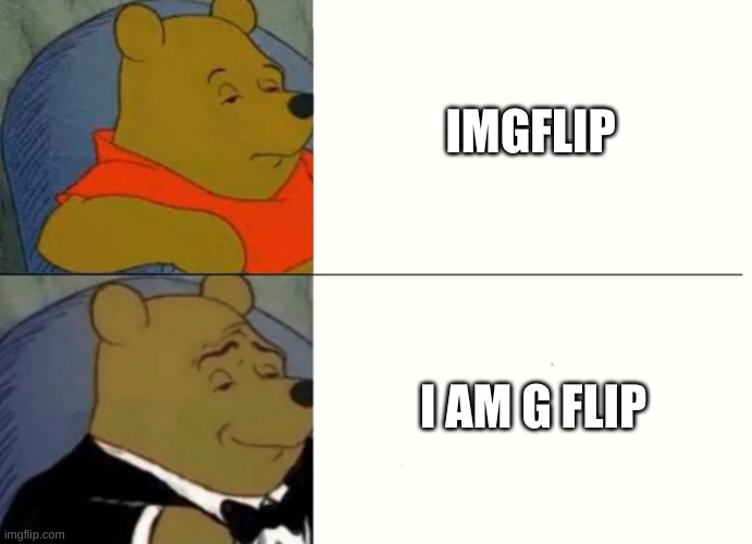Fancy Winnie The Pooh Meme | IMGFLIP; I AM G FLIP | image tagged in fancy winnie the pooh meme | made w/ Imgflip meme maker