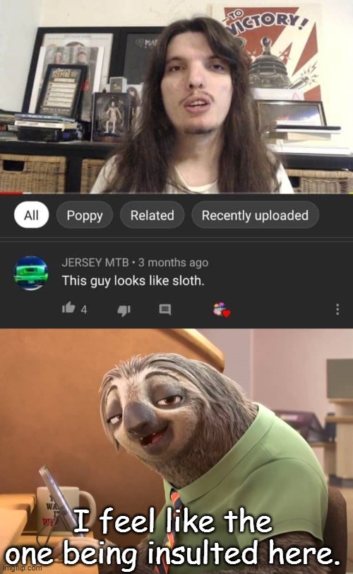 I feel like the one being insulted here. | image tagged in zootopia sloth | made w/ Imgflip meme maker