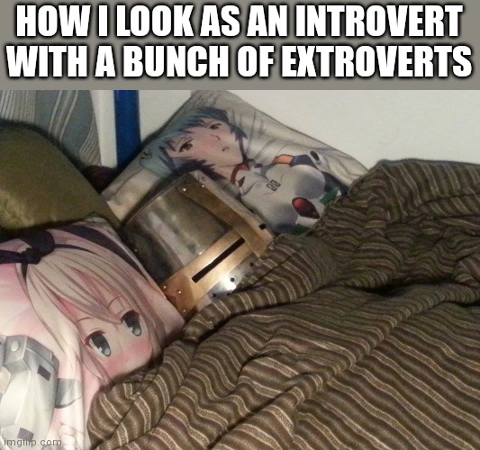 Weeb Crusader |  HOW I LOOK AS AN INTROVERT WITH A BUNCH OF EXTROVERTS | image tagged in weeb crusader,anime,crusader,how i think i look,memes,dank memes | made w/ Imgflip meme maker
