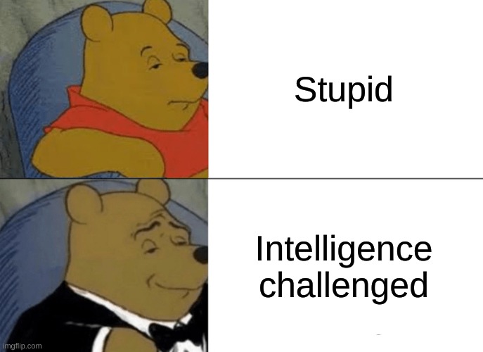 this applies to me | Stupid; Intelligence challenged | image tagged in memes,tuxedo winnie the pooh | made w/ Imgflip meme maker