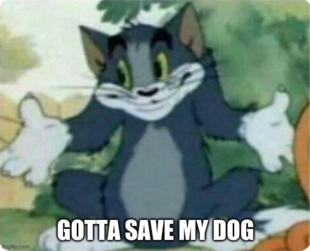 Tom Shrugging | GOTTA SAVE MY DOG | image tagged in tom shrugging | made w/ Imgflip meme maker