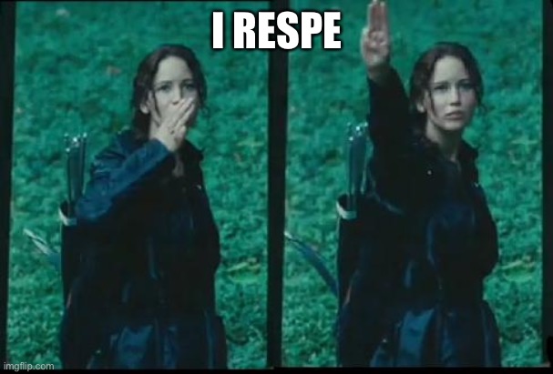 Katniss Respect | I RESPECT | image tagged in katniss respect | made w/ Imgflip meme maker