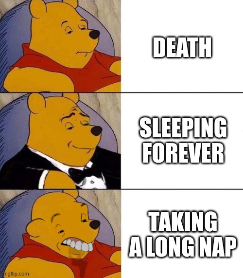 Best,Better, Blurst | DEATH; SLEEPING FOREVER; TAKING A LONG NAP | image tagged in best better blurst | made w/ Imgflip meme maker