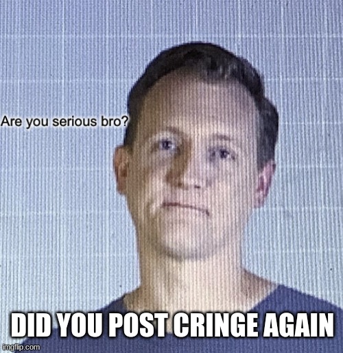 Why are you posting cringe? | DID YOU POST CRINGE AGAIN | image tagged in are you serious bro,posting cringe,shit post,max is posting cringe again | made w/ Imgflip meme maker