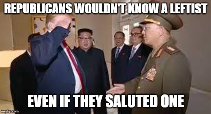 REPUBLICANS WOULDN'T KNOW A LEFTIST; EVEN IF THEY SALUTED ONE | made w/ Imgflip meme maker