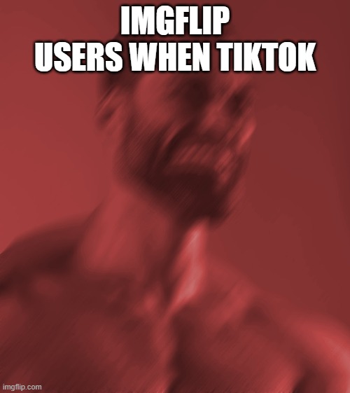 That's a gigachad if you can't tell. | IMGFLIP USERS WHEN TIKTOK | image tagged in angry gigachad | made w/ Imgflip meme maker