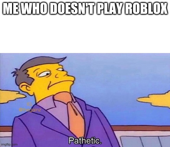 Pathetic | ME WHO DOESN'T PLAY ROBLOX | image tagged in pathetic | made w/ Imgflip meme maker