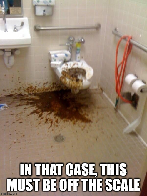 Girls poop too | IN THAT CASE, THIS MUST BE OFF THE SCALE | image tagged in girls poop too | made w/ Imgflip meme maker