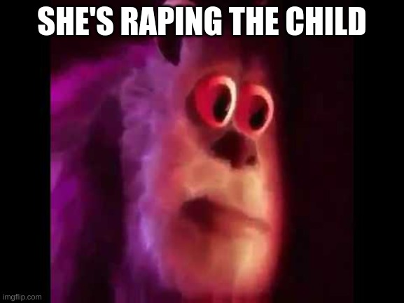 Sully Groan | SHE'S RAPING THE CHILD | image tagged in sully groan | made w/ Imgflip meme maker
