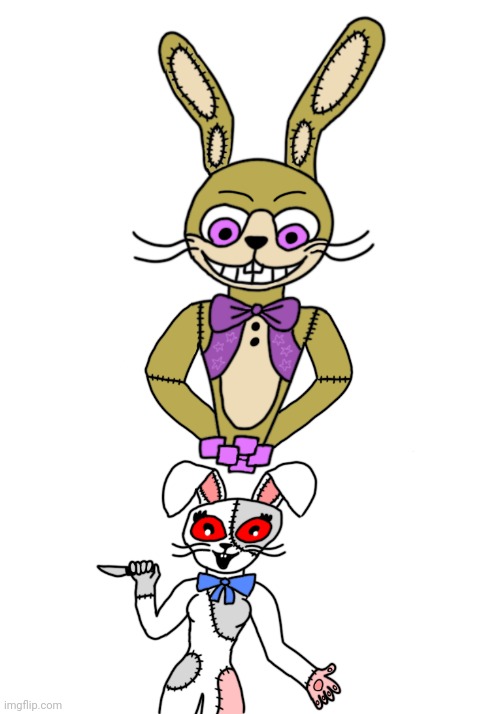 Art I made of Vanny and Glitchtrap from FNAF cause I can't wait for security breach | made w/ Imgflip meme maker