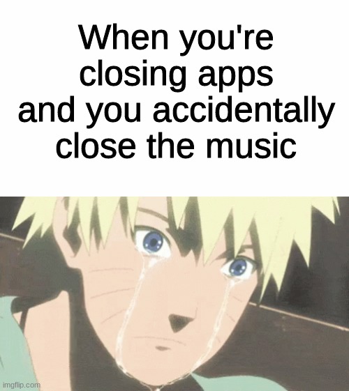 so relatable. why does this happen to me all. the. time... | When you're closing apps and you accidentally close the music | image tagged in meme,relatable,bruh,whyyy | made w/ Imgflip meme maker