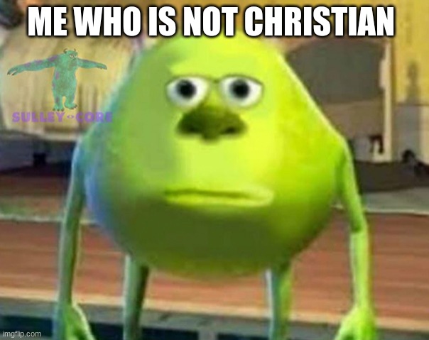 Monsters Inc | ME WHO IS NOT CHRISTIAN | image tagged in monsters inc | made w/ Imgflip meme maker