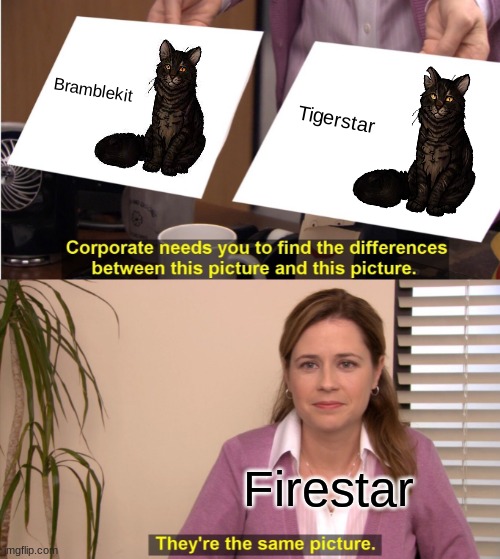 Tigerstar's Clone | Bramblekit; Tigerstar; Firestar | image tagged in memes,they're the same picture | made w/ Imgflip meme maker