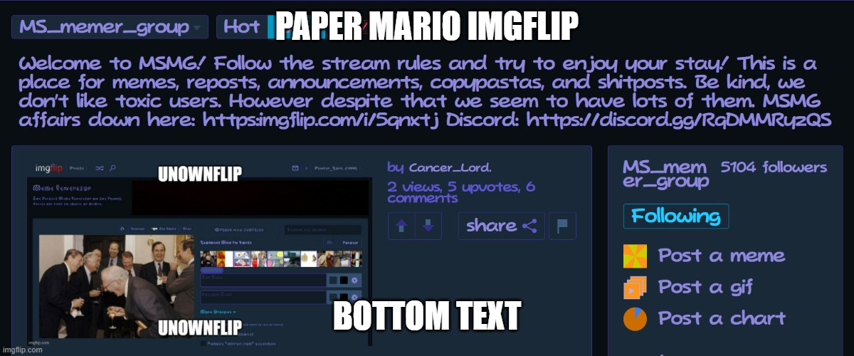 PAPER MARIO IMGFLIP; BOTTOM TEXT | made w/ Imgflip meme maker
