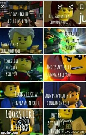 (REPOST) Looks don't indicate the characters. (And geez Kai, calm your hot head down!) | image tagged in repost,meme,memes,ninjago,kay,jay | made w/ Imgflip meme maker