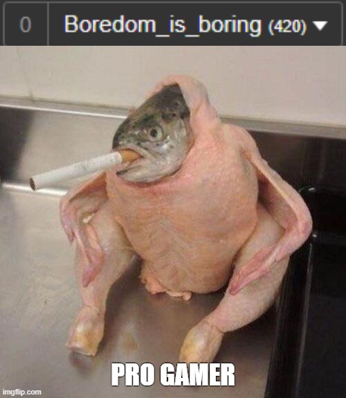The name is the hardest part | PRO GAMER | image tagged in smoking fish chicken,memes | made w/ Imgflip meme maker