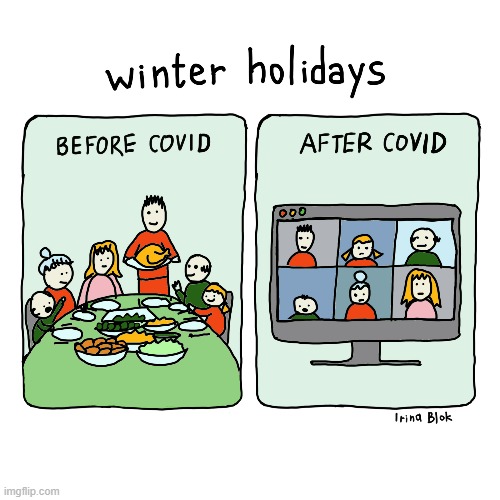 Pandemic Thinking | image tagged in memes,comics,pandemic,winter,holidays,before and after | made w/ Imgflip meme maker