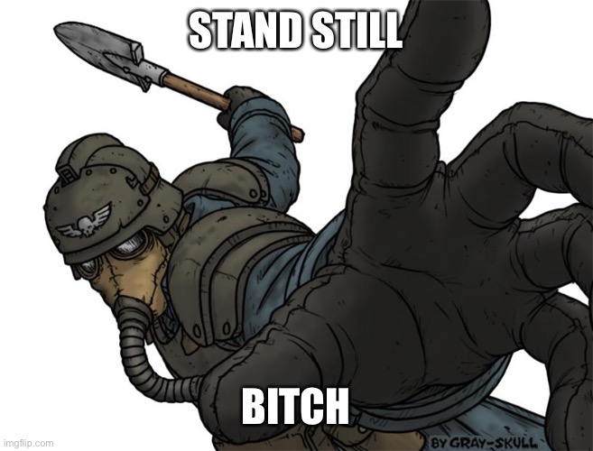Uh oh | STAND STILL BITCH | image tagged in uh oh | made w/ Imgflip meme maker
