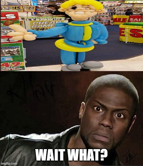 Kevin Hart | WAIT WHAT? | image tagged in memes,kevin hart,fail,balloons,fallout | made w/ Imgflip meme maker