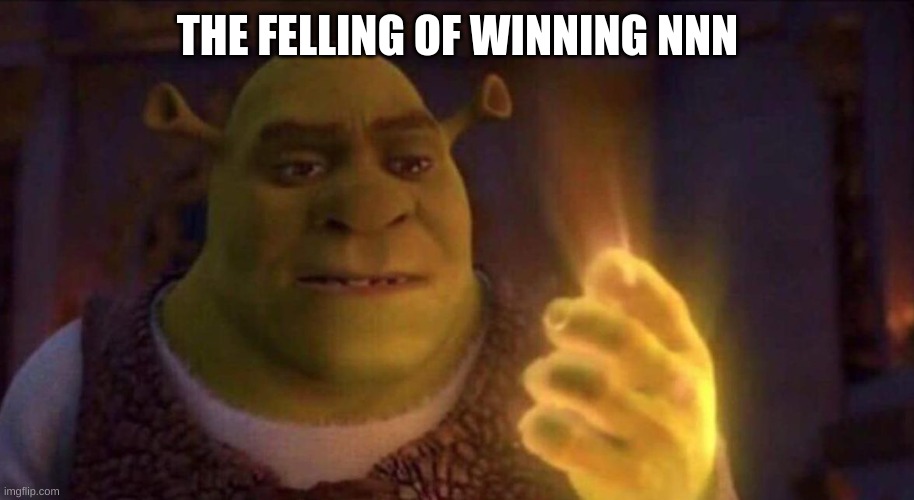 win | THE FELLING OF WINNING NNN | image tagged in shrek glowing hand,memes,nnn,win,shitpost | made w/ Imgflip meme maker