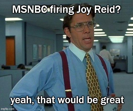 MSNBC might fire Joy Reid, that would be great | MSNBC firing Joy Reid? yeah, that would be great | image tagged in memes,that would be great | made w/ Imgflip meme maker