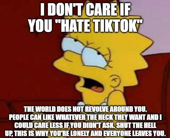 I Don't Care If You Hate TikTok Blank Meme Template