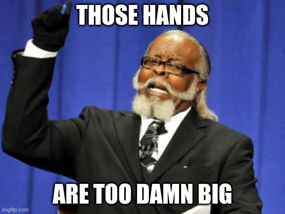 Too Damn High Meme | THOSE HANDS ARE TOO DAMN BIG | image tagged in memes,too damn high | made w/ Imgflip meme maker